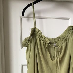 Green off the shoulder blouse with straps